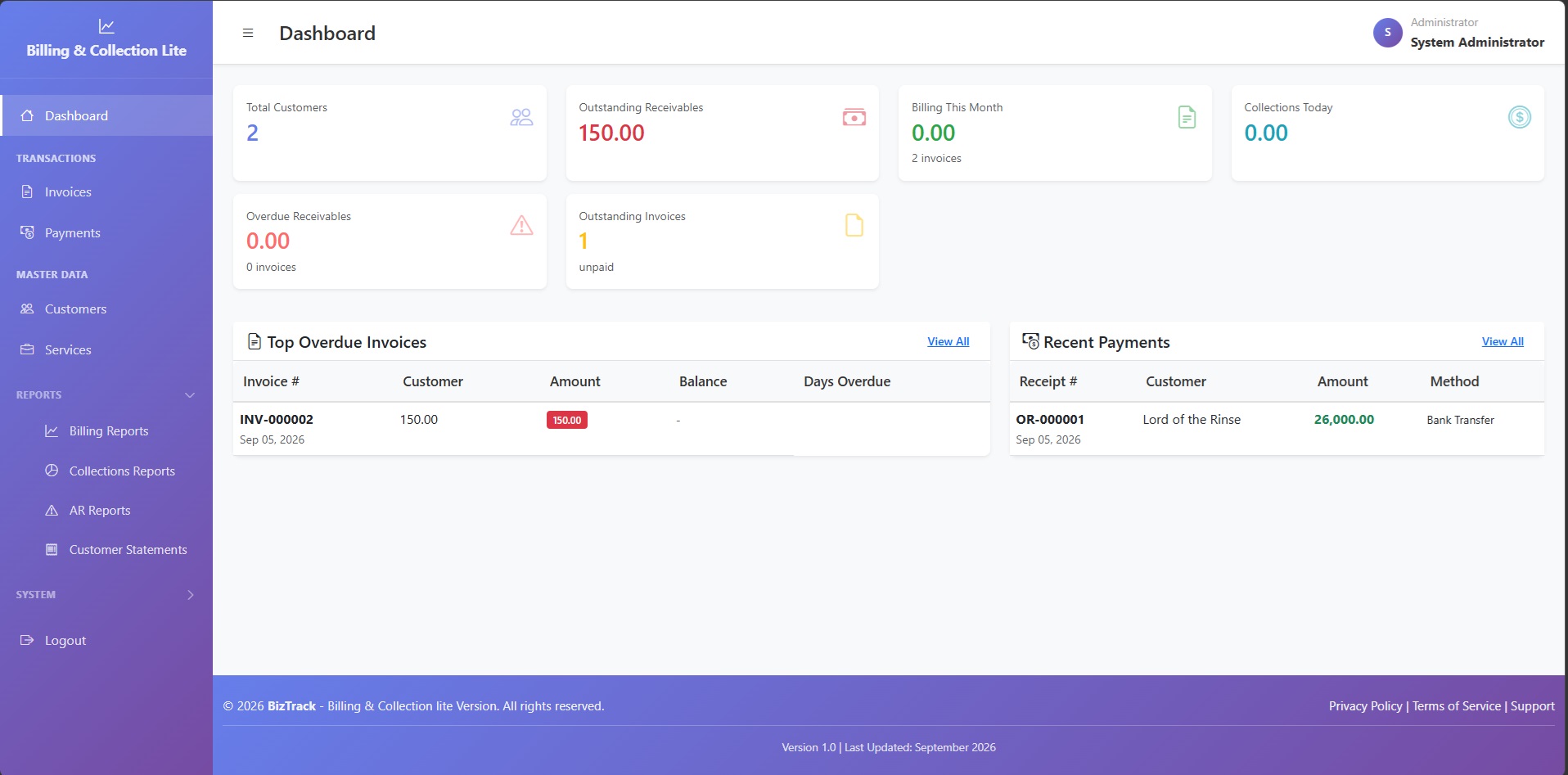 Billing and Collection Lite Screenshot
